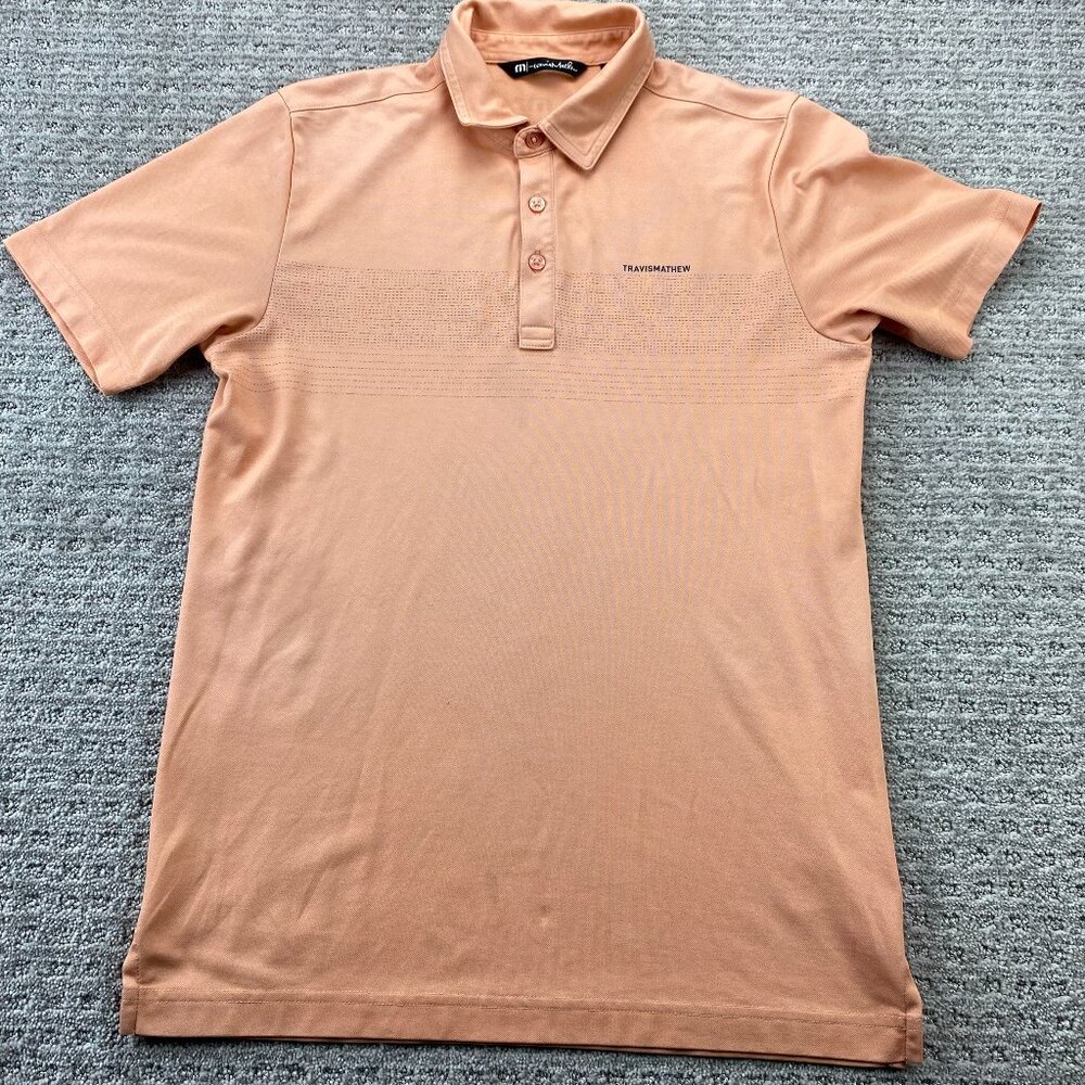 Travis Mathew Golf Shirt Men Small S Orange Casual Golfer Preppy - Stain Look